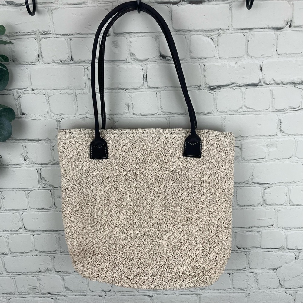 TOTE BAG PURSE Ivory Woven Nylon Handles